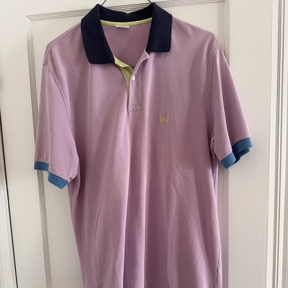 Brooks Brothers Lavender Polo with Lime Trim and Black Collar VINTAGE